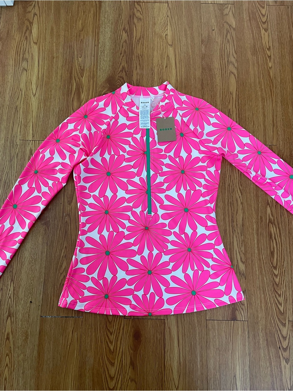 Boden Pink Long Sleeve Rash Guard Top - Picture 9 of 12